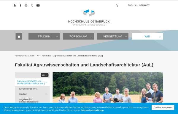 Vorschau von www.al.fh-osnabrueck.de, Osnabrück Fachhochschule, Fakultät Agarwissenschaften & Landschaftsarchtektur