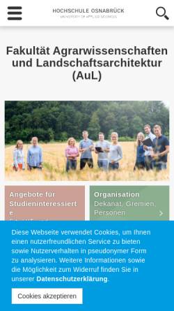Vorschau der mobilen Webseite www.al.fh-osnabrueck.de, Osnabrück Fachhochschule, Fakultät Agarwissenschaften & Landschaftsarchtektur
