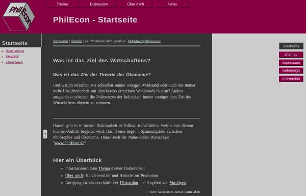 Vorschau von www.philecon.de, Philosophische Grundlagen der Ökonomie