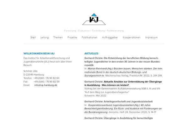 Vorschau von www.iaj-hamburg.de, Institut für Arbeitsmarktforschung und Jugendberufshilfe (IAJ)