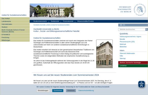 Vorschau von www.social-science.hu-berlin.de, Institut für Sozialwissenschaften der Humboldt-Universität Berlin