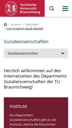 Vorschau der mobilen Webseite www.tu-braunschweig.de, Institut für Sozialwissenschaften der Technischen Universität Braunschweig