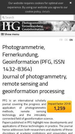 Vorschau der mobilen Webseite www.schweizerbart.de, Photogrammetrie - Fernerkundung - Geoinformation