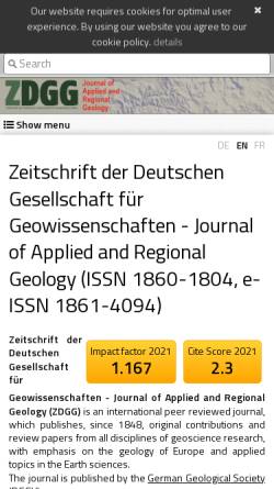 Vorschau der mobilen Webseite www.schweizerbart.de, Zeitschrift der Deutschen Gesellschaft für Geowissenschaften