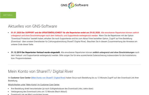 Vorschau von www.gns-software.de, GNS Naturheilkunde Software