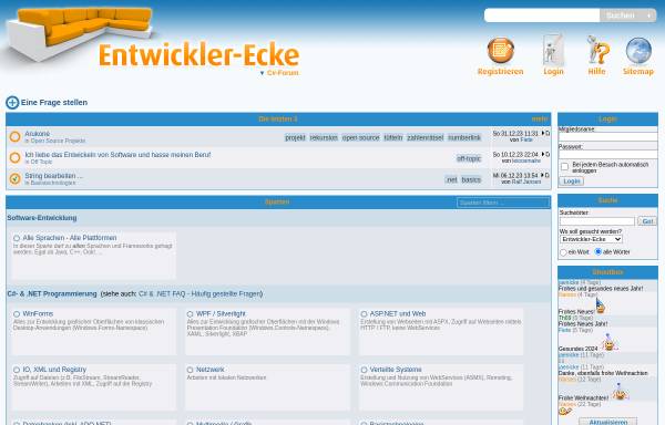 Vorschau von www.entwickler-ecke.de, C# und .NET Forum