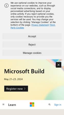 Vorschau der mobilen Webseite msdn.microsoft.com, Visual C# Developer Center