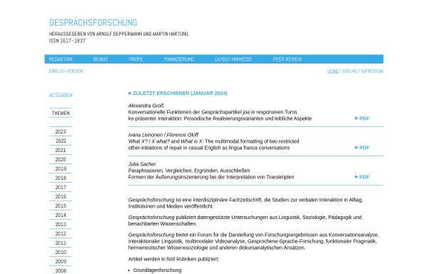 Vorschau von www.gespraechsforschung-ozs.de, Gespraechsforschung