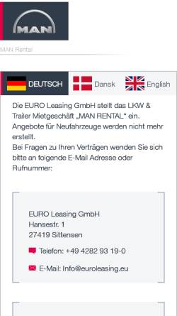Vorschau der mobilen Webseite www.manrental.eu, Euro-Leasing GmbH
