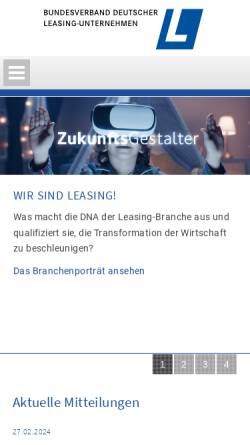 Vorschau der mobilen Webseite www.leasing-verband.de, Bundesverband Deutscher Leasing-Gesellschaften e.V. (BDL)