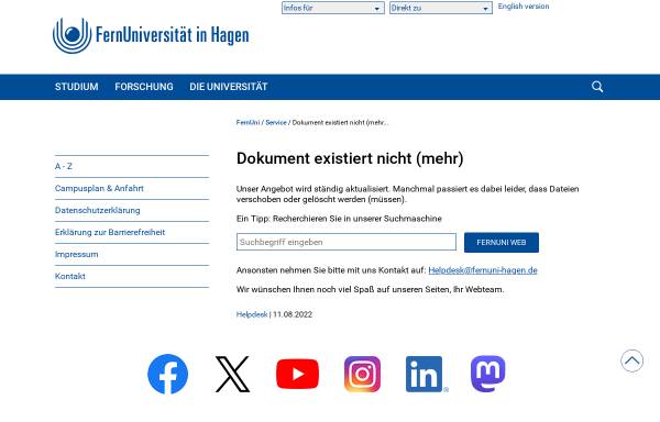 Vorschau von www.fernuni-hagen.de, Fachbereich Wirtschaftswissenschaft der Fernuniversität Hagen