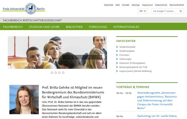 Vorschau von www.wiwiss.fu-berlin.de, Fachbereich Wirtschaftswissenschaft der Freien Universität Berlin