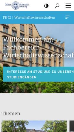 Vorschau der mobilen Webseite www.uni-marburg.de, Fachbereich Wirtschaftswissenschaften der Universität Marburg