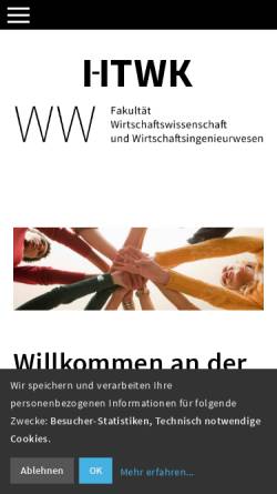 Vorschau der mobilen Webseite wiwi.htwk-leipzig.de, Fakultät Wirtschaftswissenschaft der Universität Leipzig