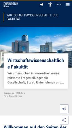 Vorschau der mobilen Webseite www.wiwi.uni-jena.de, Wirtschaftswissenschaftliche Fakultät der Friedrich-Schiller Universität Jena