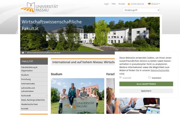 Vorschau von www.wiwi.uni-passau.de, Wirtschaftwissenschaftliche Fakultät der Universität Passau