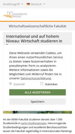 Vorschau der mobilen Webseite www.wiwi.uni-passau.de, Wirtschaftwissenschaftliche Fakultät der Universität Passau