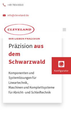 Vorschau der mobilen Webseite www.cleveland.de, Cleveland Präzisions-Systeme GmbH