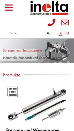 Vorschau der mobilen Webseite www.inelta.de, Inelta Sensorsysteme GmbH & Co.