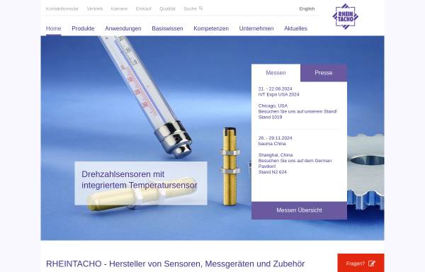 Vorschau von www.rheintacho.de, Rheintacho Messtechnik GmbH