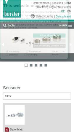 Vorschau der mobilen Webseite www.rieger-sensortechnik.de, Rieger-Sensortechnik - Dipl.-Ing. W. Rieger