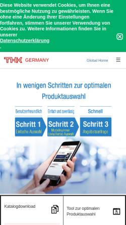 Vorschau der mobilen Webseite www.thk.com, THK GmbH