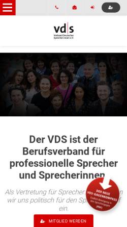 Vorschau der mobilen Webseite www.sprecherverein.de, Vereinigung Deutscher Sprecher e.V.
