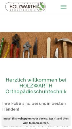 Vorschau der mobilen Webseite www.holzwarth-orthopaedie-schuhtechnik.de, Holzwarth Orthopädie-Schuhtechnik