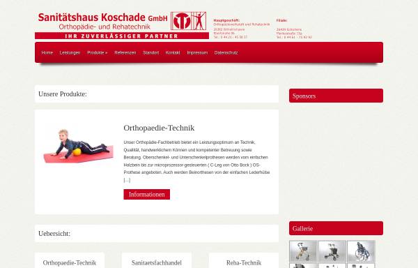 Vorschau von www.sanitaetshaus-koschade.de, Sanitätshaus Koschade GmbH