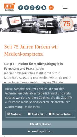 Vorschau der mobilen Webseite www.jff.de, JFF - Institut für Medienpädagogik in Forschung und Praxis