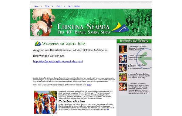 Vorschau von www.cristinaseabra.de, Rio 40° Brasil - Samba Show