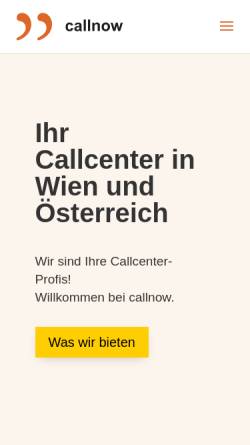Vorschau der mobilen Webseite www.callnow.at, Call Now Call Center Wien