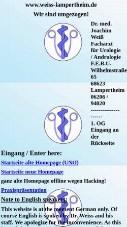 Vorschau der mobilen Webseite www.weiss-lampertheim.de, Dr. med. Joachim Weiß