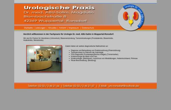 Vorschau von www.urologie-ronsdorf.de, Fachpraxis für Urologie Dr. med. ABU-Salim