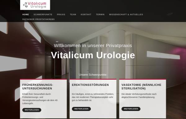 Vorschau von www.vitalicum-urologie.de, Urologische Privatpraxis im Vitalicum