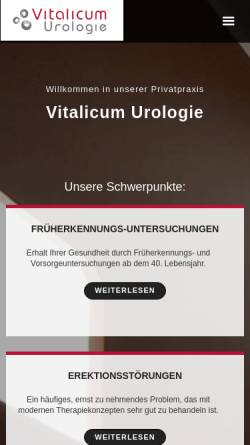 Vorschau der mobilen Webseite www.vitalicum-urologie.de, Urologische Privatpraxis im Vitalicum