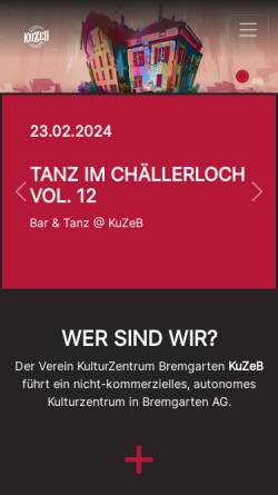 Vorschau der mobilen Webseite www.kuzeb.ch, KuZeB Bremgarten