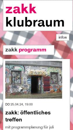 Vorschau der mobilen Webseite zakk.klubraum.org, zakk Bremen