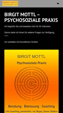 Vorschau der mobilen Webseite www.psychosozialepraxis.de, Birgit Mottl - Psychosoziale Praxis