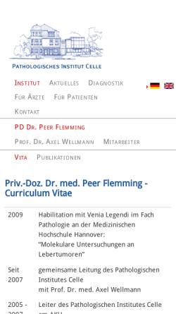 Vorschau der mobilen Webseite pathologen.net, Axel Wellmann, Prof. Dr. und Flemming, Peer Dr.