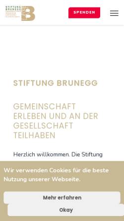Vorschau der mobilen Webseite www.stiftung-brunegg.ch, Stiftung Brunegg - Wohnheim und Gärtnerei