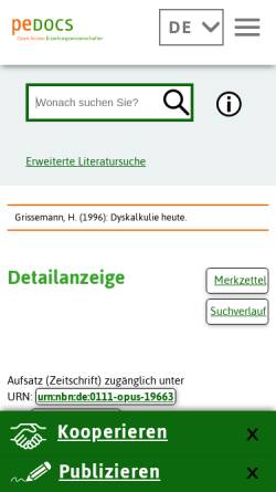 Vorschau der mobilen Webseite www.pedocs.de, Grissemann, Hans