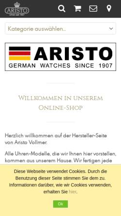Vorschau der mobilen Webseite www.aristo-watch.de, Aristo Vollmer GmbH