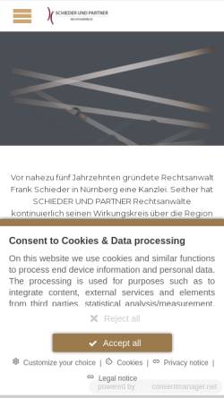 Vorschau der mobilen Webseite www.rechtsanwaelte-schieder.de, Schieder, Schellhas & Stelzig