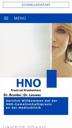 Vorschau der mobilen Webseite www.hno-ostfildern.de, Gemeinschaftspraxis Von Glaß | Brunke | Leuwer