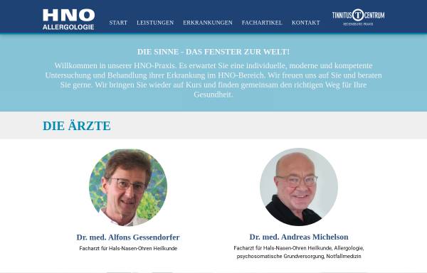 Vorschau von www.regensburg-hno.de, Gessendorfer, Dr. med. Alfons und Michelson, Dr. med. Andreas