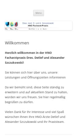 Vorschau der mobilen Webseite www.hno-wetter.de, Szczukowski, Dipl. med. D.