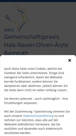 Vorschau der mobilen Webseite hno-gemeinschaftspraxis-bayreuth.de, Wünsche-Pawlofsky, Dr. med. Bernward und Pascher, Dr. med. Brigitte