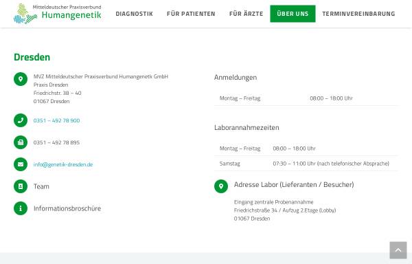 Vorschau von www.genetik-dresden.de, Medizinische Genetik - Dresden