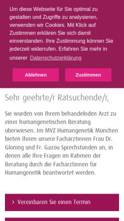 Vorschau der mobilen Webseite www.genetik-muenchen.de, Ovens-Raeder, Dr. med. Angela